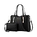 Produktbild Tinksky Frauen PU-Leder Schultertasche Top-Griff Handtaschen Tote Handtasche Taschen für Mädchen Büro Damen Set von 2pcs (schwarz)