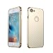 Produktbild iPhone 7 Hülle,iPhone 8 Metall Cover,WIWJ Handyhülle Metall Case Cover 2 in 1 Aluminium Bumper Case Kohlefaser mit Anti-Kollision Kunststoff Schutzhülle für iPhone 8/iPhone 7-Tyrant Gold