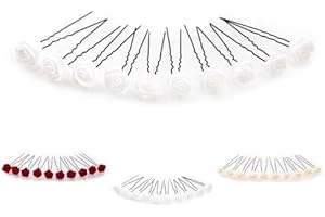 ‎FLEXISTORE 10 x Rosen auf Haarnadel - für tiefe Haarpartien - Brauthaarschmuck | S-T - Weiss