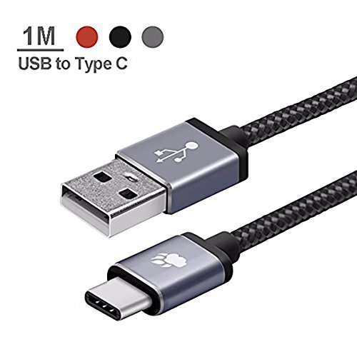 USB C Kabel, BlitzWolf 1M Nylon Typ C Datenkabel Doppelseitig für Nexus 5X 6P, OnePlus 2, Nokia N1, Xiaomi 4C, Zuk Z1, Apple Macbook(Schwarz)