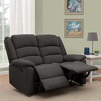 Furny Carson 2 Seater Recliner Sofa Recliner In Fabric Dark Grey