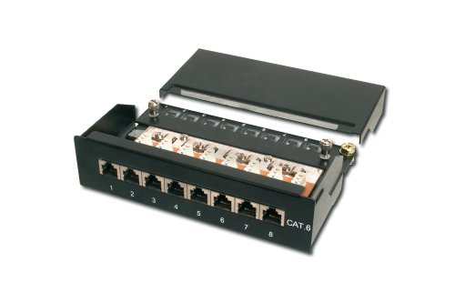 DIGITUS Professional Desktop CAT 6 Patch Panel, geschirmt, Klasse E, 8-Port RJ45, schwarz (RAL 9005)