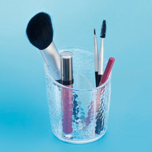 mDesign praktischer Becher für Schminkutensilien – Makeup Organizer zur übersichtlichen Schminkaufbewahrung – für Waschtisch oder Schminktisch – durchsichtig - 3