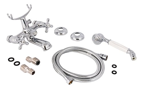 Zweigriffmischer Athenas für Wanne inklusive Brausegarnitur | Chrom | Wasserhahn | Badewannenarmatur | Wannenbatterie - 4