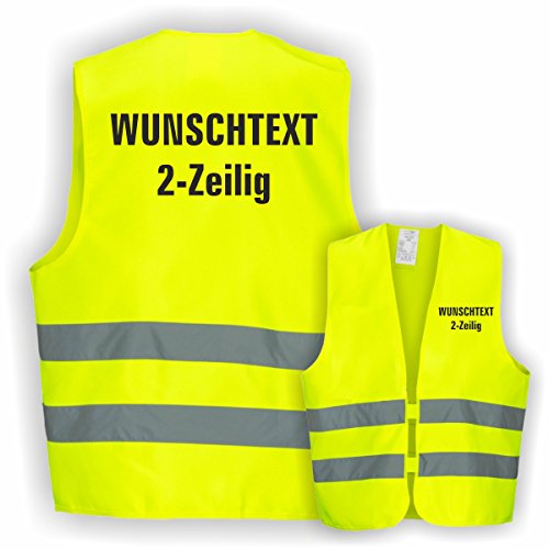Warnweste GELB Sicherheitsweste Weste Ordner Security Crew (Text nach Wunsch 2 Zeilig 1 Weste)