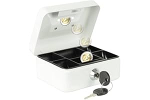 Burg-Wächter Caja de efectivo con cerradura con llave, ranura y monedero, pequeña, chapa de acero, Money 5012, blanca