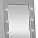 Beautify Floor Standing Make Up and Jewellery Organiser Cabinet with Mirror & LED Lights - Grey