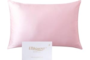 Ethlomoer Poszewka na poduszkę ze 100% naturalnego, czystego jedwabiu, dla włosów i skóry, obustronna, 19 momme, liczba nici, wzór z ukrytym zamkiem błyskawicznym, 1 sztuka, 40 x 80 cm, różowa
