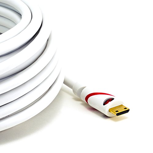 1m (Meter) CSL – Mini HDMI Kabel 1.4a / 2.0 (High Speed) mit ECHT 3D & Ethernet Unterstützung | geeignet für Full HD / Ultra HD / HD Ready / 3D | 1080p / 2160p / 4k / weiß/rot - 2