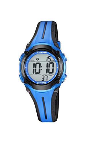 Calypso Unisex Armbanduhr Digitaluhr mit LCD Zifferblatt Digital Display und Blau Kunststoff Gurt k5682/4