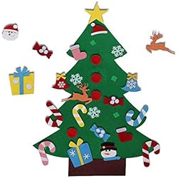 EasyBravo El árbol de Navidad del Fieltro de los 3.6FT DIY fijó + los Ornamentos Desmontables 26pcs, Regalos Colgantes de Navidad de la Pared para Las Decoraciones de la Navidad
