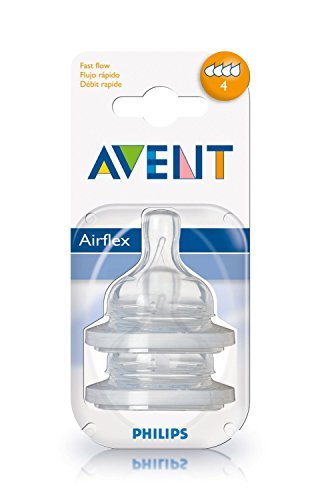 Philips Avent Classic Bottles Teat 4 hole Fast Flow, 6m+ set of 2 - SCF634/27 Pack of 2
