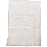 BabyPrem Baby Large Soft White Acrylic Fern Shawl Blanket 122 x 122cm WHITE