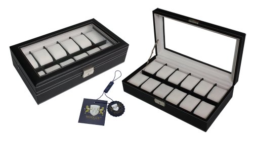 Uhrenbox Uhrenvitrine aus Leder Uhrenschatulle fr 12 Uhren mit Echtglas Uhrenbox Uhrenvitrine aus Leder Uhrenschatulle fr 12 Uhren mit Echtglas