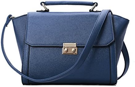 Longzibog PU Fashion Simple Style Fashion Tote Top Handle Shoulder Cross Body Bag Satchel Blue