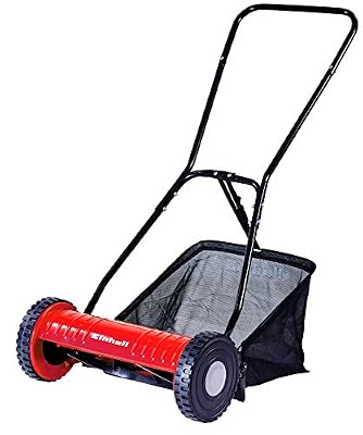 Einhell Tondeuse à main GC-HM 40 (Largeur de coupe 40 cm, hauteur de coupe 4 positions 15-35 mm, Livré avec bac de ramassage 27 l amovible)