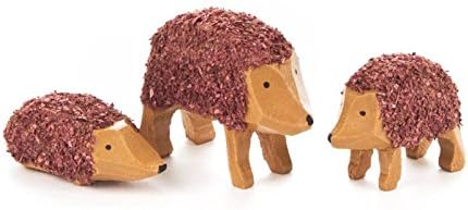 Pinnacle Peak Trading Company German Wood Miniature Hedgehog 3 Piece Set Handcrafted in Erzgebirge Germany New
