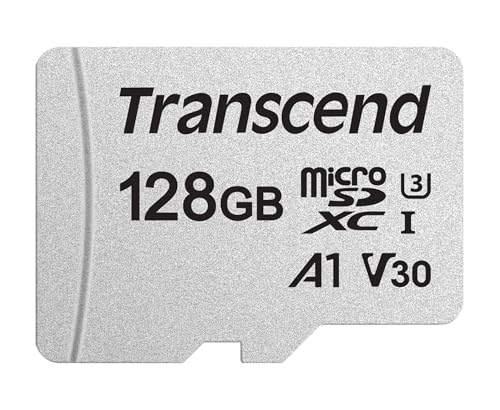 Transcend TS128GUSD300S-A Scheda di Memoria MicroSDXC 300S, 128 GB, Con adattatore, Imballaggio Standard