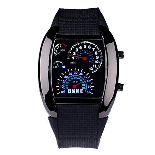 Belles montres, Mens bleu voiture de sport rpm&blanc conduit montre-bracelet de vitesse ( Couleur : Noir )