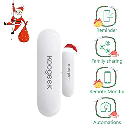 Koogeek Wifi Sensore porta e finestre, Avviso Intelligente APP Telecomando, funziona con Alexa/Google Home, sicurezza domestica, compatibile con IOS e Andriod, no Hub 2.4 Ghz WIFI