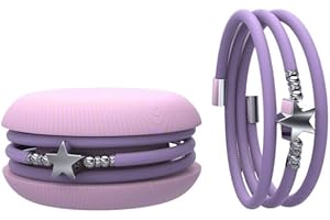 TOO LATE Macaron TOOLATE Bracciale Charm Macaron Donna in Caucciù con Simbolo, Charm Cuore Stella Quadrifoglio, Confezione Pasticcino - Made in Italy