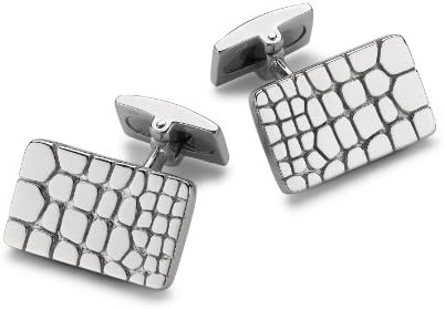 Hoxton London Men's Sterling Silver Wild Crocodile Pattern Rectangular Cufflinks