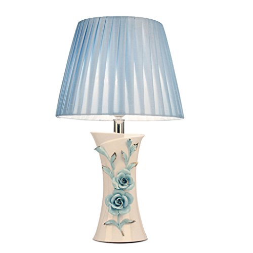 Preisvergleich Produktbild QIN PING GUO Tischlampe, American-style keramische Kleidung Tischlampe, luxuriöse Hotel Tischlampe Nachttischlampe (Farbe : Blue 00, größe : Taste)