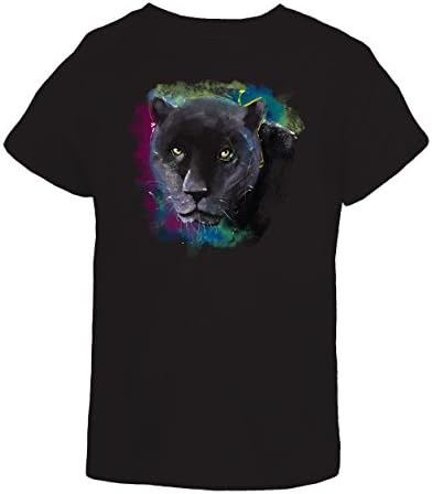 The Groovy Art - Black Panther Animal Painting - Kids T-Shirt - Black 11 - 12 Years