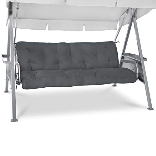 Beautissu Auflagen-Set Flair HS 180x50x8cm für Hollywood-Schaukel Garten-Bank-Auflage Schaumflockenfüllung Graphit-Grau - 2