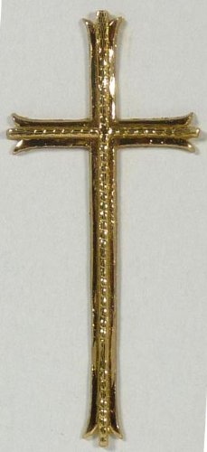 Wachs Kreuz, goldfarbig 8,5 x 4 cm - Wachsornament - 9634 - zum Kerzen gestalten und basteln.