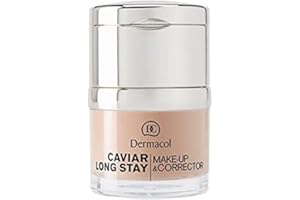 Dermacol - Maquillaje y Corrector de Larga Duración, Corrector de Ojos y Base de Maquillaje 2 en 1, Corrector de Ojeras Perfeccionador con Extracto de Caviar, Transparente, 30 mL