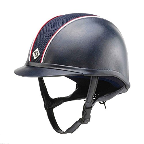 Charles-Owen-AYR8-Leather-Look-Riding-Hat-Navy-With-RedWhite-Piping