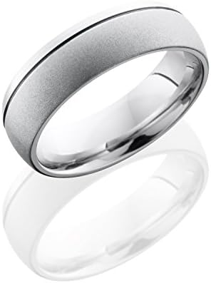 Cobalt Chrome, Satin Wedding Band Off Center Polished Groove (sz T)