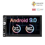 Android 9.0 Dual Din Car Stereo: 2 GB de RAM y 16 GB de ROM para lanzar aplicaciones rápidamente, juegos suaves y reproducción de vídeo y garantizar una visualización fluida de cada imagen y cada audio, utiliza un arranque rápido más estable. 1S por segunda vez. Soporta vídeo 1080P: equipado con el último chipset decodificador de vídeo, esta unidad de cabeza soporta reproducir vídeo 1080P y es compatible con la mayoría de formatos de vídeo. Función GPS: viene con mapas de navegación GPS, incluyendo mapa de América del Norte, te permite descargar Google maps, Waz