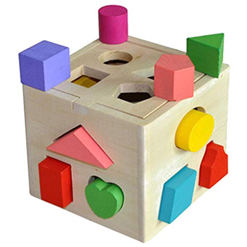 Preisvergleich Produktbild ELENXS 13 Löcher Kinder Bildungs-Box Holzbausteine Kleinkind Geometric Pairing Spielzeug Learning Tool