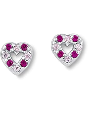 Prinzessin Lillifee Kinder-Ohrstecker Mädchen 5mm Herzen 925 Silber Zirkonia pink rosa