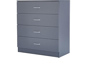 Panana 3/4/5 Drawer Cabinet, Chest of Drawers With Metal Handles and Runners Unique Anti-Bowing Drawer Support Bedroom Storage Furniture (Gray, 4 Drawer)
