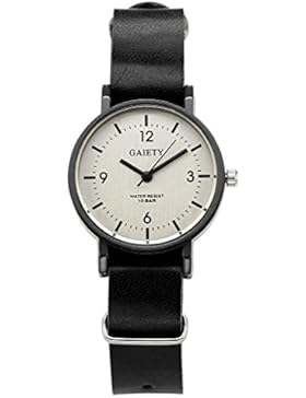 JSDDE Uhren,Unisex Armbanduhr Einfach Designer Analog PU Lederband Arabische Ziffern Analog Qaurzuhr,schwarz