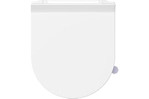 SREWOHS PRO Tavoletta WC[CORTO] Ultra Sottile Universali D Forma, Sedile WC, Urea-Formaldeide Chiusura Ammortizzata Tavoletta wc con Sgancio Rapido a un Pulsante, Bianco,42,5 * 34,5CM