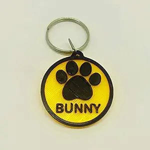 Customised Colourful Pets Name/Identity Tag for Dogs and Cats - Circular Shaped, Multicolour (Customisable) (Yellow)