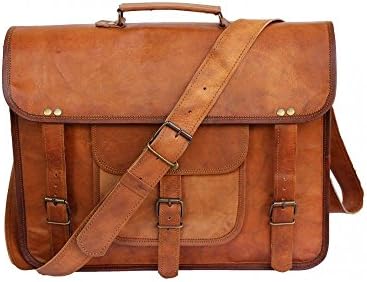 CraftShades Adults Vintage Handmade 15'' Leather Laptop Crossover Messenger Bag One Size Brown