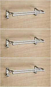 FORTUNE Wall Mounted Stainless Steel Towel Rack, Towel Bar | Towel Rod Holder | Towel Rail for Kitchen & Washroom | Towel Hanger | Towel Stand | Bathroom Accessories for Homes (24 Inch, Pack of 3)