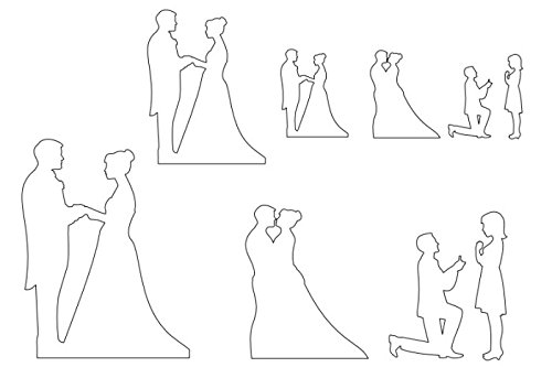 Patchwork Cutters Wedding Silhouette Set Cake Decorating Sugarcraft Cutting Tool - 3