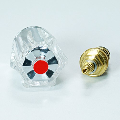 Stabilo-Sanitaer Hahnoberteil 1/ 2 Zoll rot Ventil Oberteil Messing Warmwasser mit Acryl-Griff Ersatzteil Armatur Wasserhahn - 4