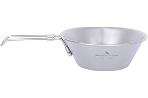 iBasingo Camping Sierra Cup 300ml/450ml Titanium Bowl Lightweight Pot with Anti-drip Spout & Folding Handle Portable Outdoor Kitchen Cookware Hiking Cooking Mess Kit Picnic Tableware