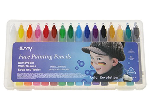 16 Farben Körpermalfarbe Schminkasten Körperfarbe Set für Halloween Karneval Maskenspiel Make Up Schminke Palette Gesichtsfarbe Bodypaint Bodypainting - 3