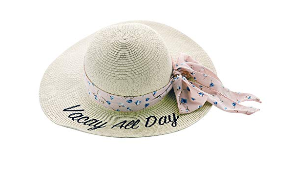 Embroidered Beach Hat-Vacay All Day 