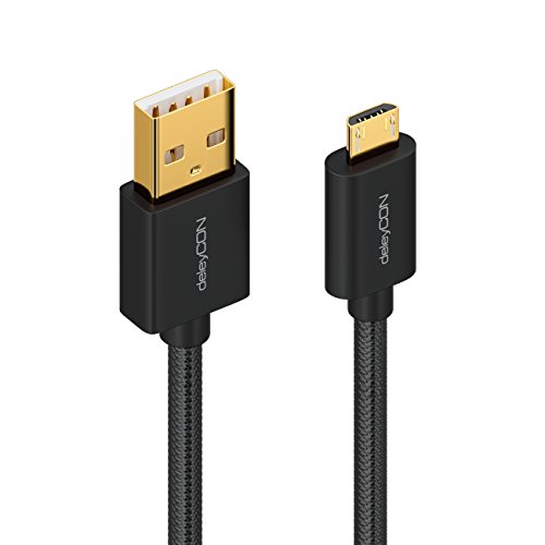 deleyCON Micro USB Kabel Set 2x 1m Nylon + Metallstecker / Ladekabel Datenkabel Schnellladekabel / Smartphone / Tablet / Laptop / Notebook – Schwarz - 3