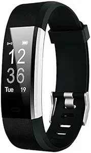 Adlynlife ID Plus Bluetooth Smart Fitness Band Watch for Men/Women with Heart Rate Activity Tracker | Steps and Calorie Counter, Blood Pressure, Distance Measure, OLED Touch Screen (Black) (Black)