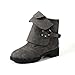Produktbild YWLINK Damen Ankle Booties Ritter MäDchen StraßE PersöNlichkeit Trendy Schnalle Volltonfarbe Stiefel Niedrig Keil Flache Schuhe(38 EU,Grau)